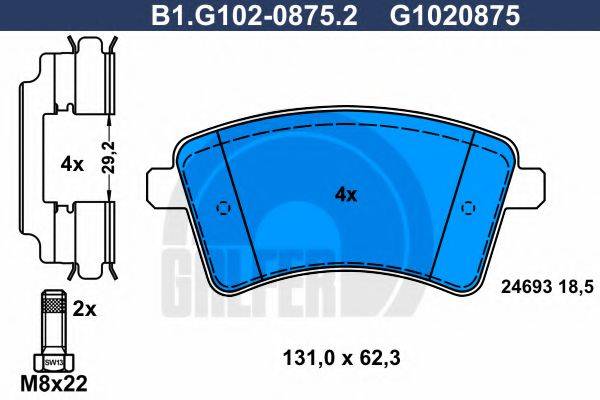 GALFER B1G10208752 Комплект гальмівних колодок, дискове гальмо