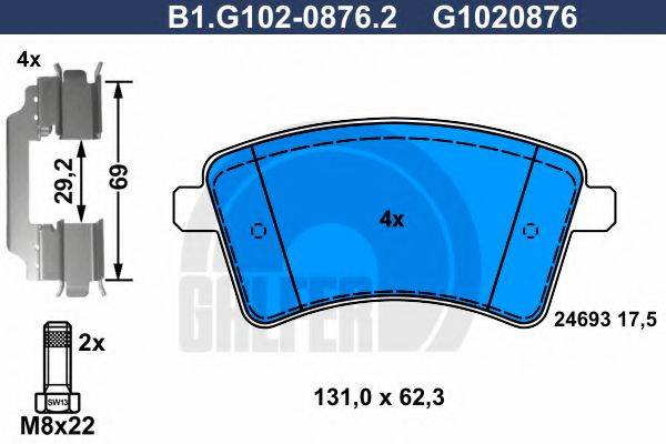 GALFER B1G10208762 Комплект гальмівних колодок, дискове гальмо