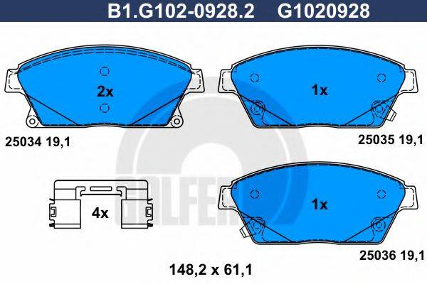 GALFER B1G10209282 Комплект гальмівних колодок, дискове гальмо