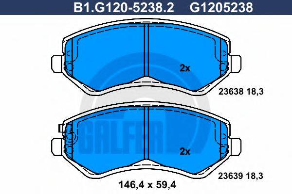 GALFER B1G12052382 Комплект гальмівних колодок, дискове гальмо