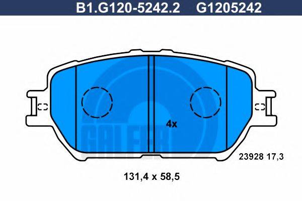 GALFER B1G12052422 Комплект гальмівних колодок, дискове гальмо