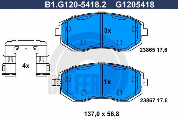 GALFER B1G12054182 Комплект гальмівних колодок, дискове гальмо