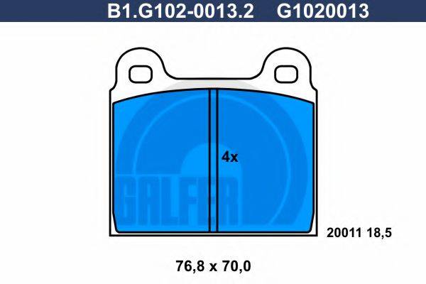 GALFER B1G10200132 Комплект гальмівних колодок, дискове гальмо