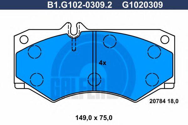 GALFER B1G10203092 Комплект гальмівних колодок, дискове гальмо