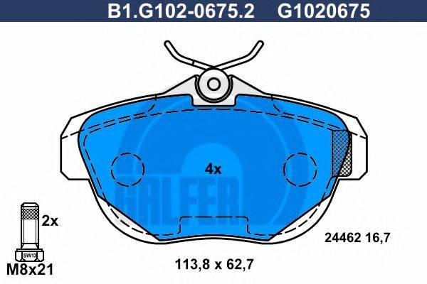 GALFER B1G10206752 Комплект гальмівних колодок, дискове гальмо