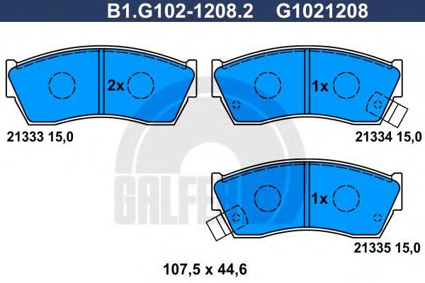 GALFER B1G10212082 Комплект гальмівних колодок, дискове гальмо