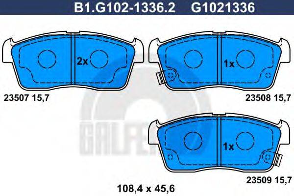 GALFER B1G10213362 Комплект гальмівних колодок, дискове гальмо