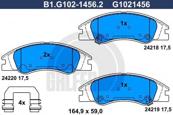 GALFER B1G10214562 Комплект гальмівних колодок, дискове гальмо