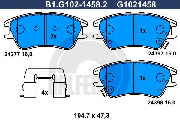 GALFER B1G10214582 Комплект гальмівних колодок, дискове гальмо