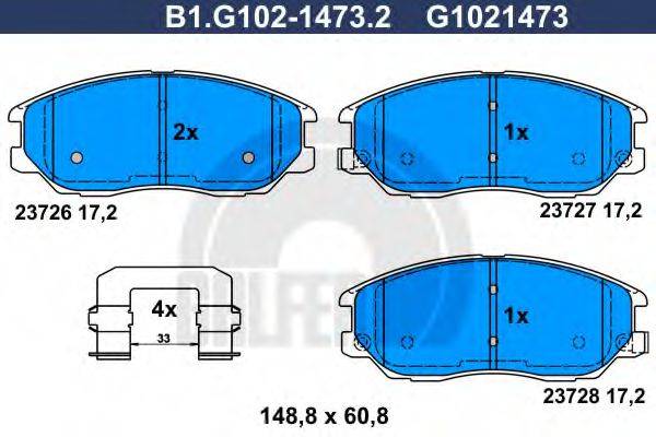 GALFER B1G10214732 Комплект гальмівних колодок, дискове гальмо