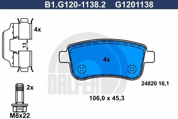 GALFER B1G12011382 Комплект гальмівних колодок, дискове гальмо