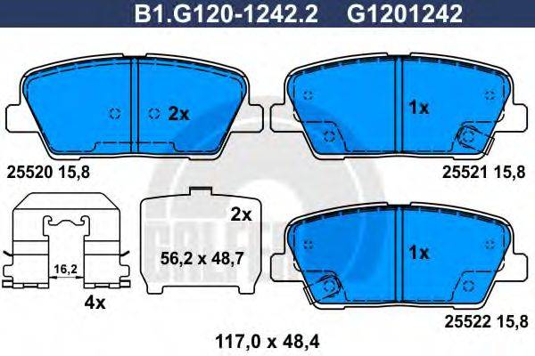 GALFER B1G12012422 Комплект гальмівних колодок, дискове гальмо