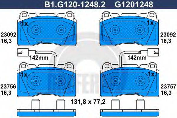 GALFER B1G12012482 Комплект гальмівних колодок, дискове гальмо