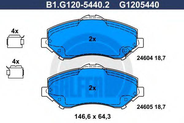 GALFER B1G12054402 Комплект гальмівних колодок, дискове гальмо