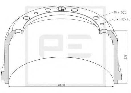 PE AUTOMOTIVE 01643000A Гальмівний барабан