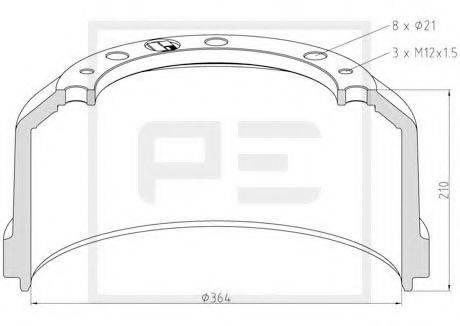 PE AUTOMOTIVE 01647200A Гальмівний барабан