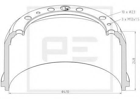 PE AUTOMOTIVE 01652300A Гальмівний барабан