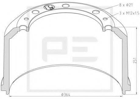 PE AUTOMOTIVE 01652400A Гальмівний барабан