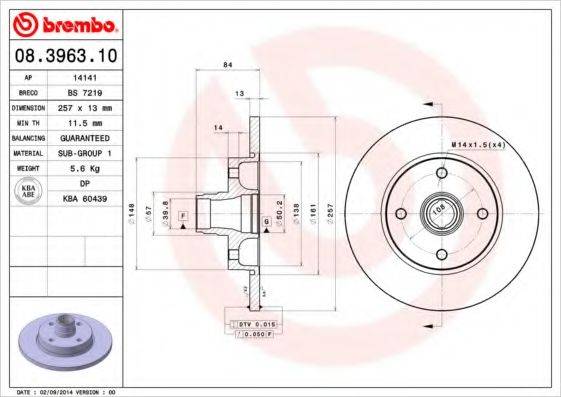 BREMBO 08396310 гальмівний диск