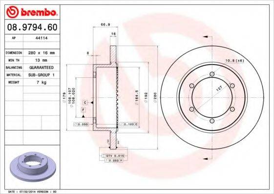 BREMBO 08979460 гальмівний диск