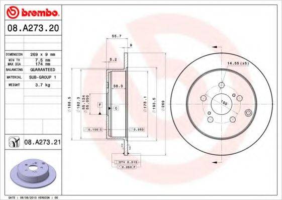 BREMBO 08A27320 гальмівний диск