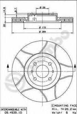 BREMBO 09493975 гальмівний диск