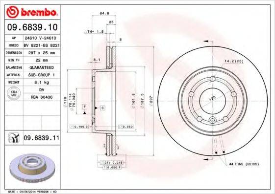 BREMBO 09683910 гальмівний диск