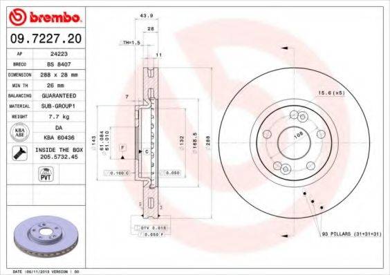 BREMBO 09722720 гальмівний диск