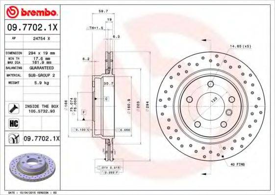 BREMBO 0977021X гальмівний диск