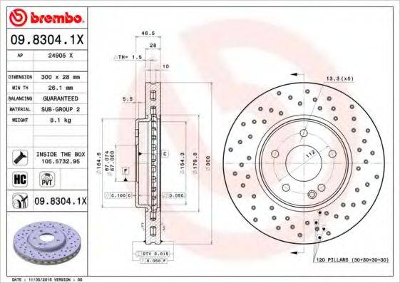 BREMBO 0983041X гальмівний диск