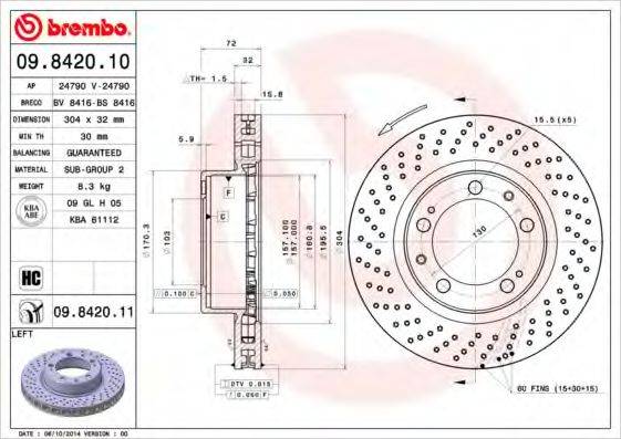 BREMBO 09842011 гальмівний диск