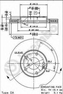 BREMBO 09851910 гальмівний диск