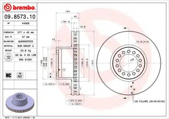 BREMBO 09857310 гальмівний диск