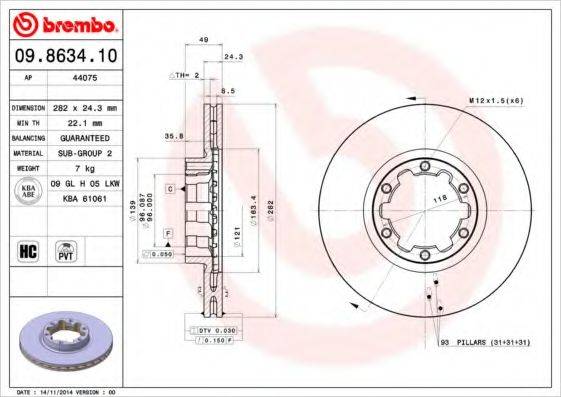 BREMBO 09863410 гальмівний диск