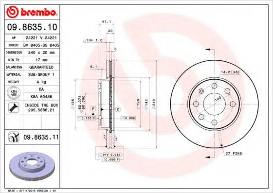 BREMBO 09863510 гальмівний диск