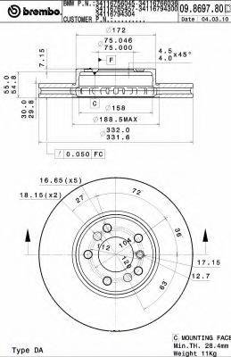 BREMBO 09869780 гальмівний диск