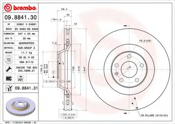 BREMBO 09884131 гальмівний диск