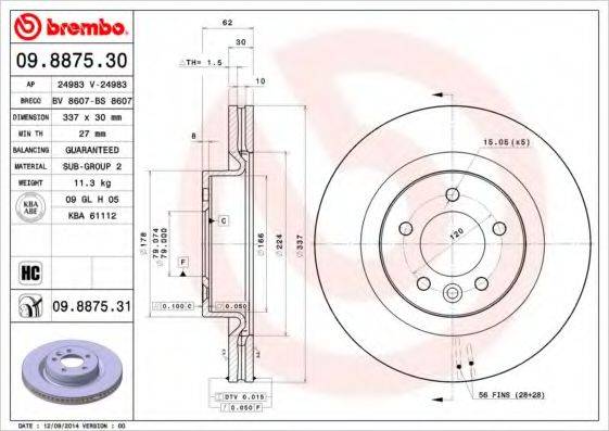 BREMBO 09887530 гальмівний диск