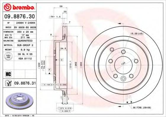 BREMBO 09887630 гальмівний диск