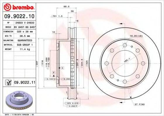 BREMBO 09902210 гальмівний диск