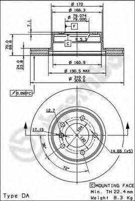 BREMBO 09917311 гальмівний диск