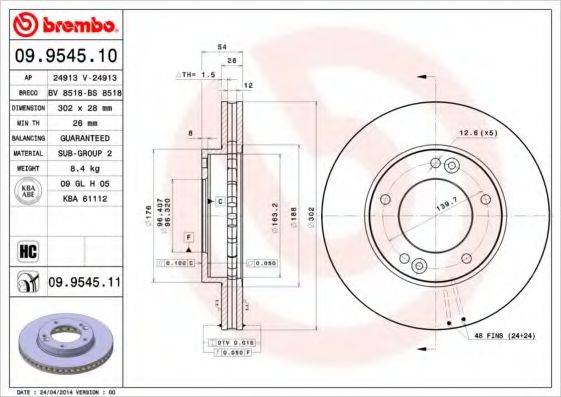 BREMBO 09954510 гальмівний диск