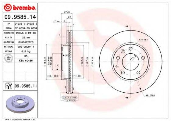 BREMBO 09958511 гальмівний диск