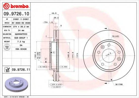 BREMBO 09972610 гальмівний диск