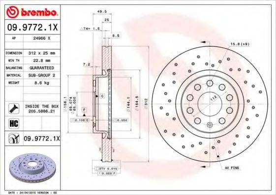 BREMBO 0997721X гальмівний диск