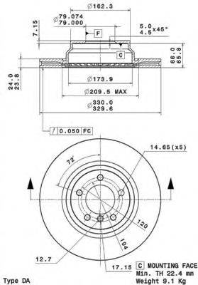 BREMBO 09A25910 гальмівний диск