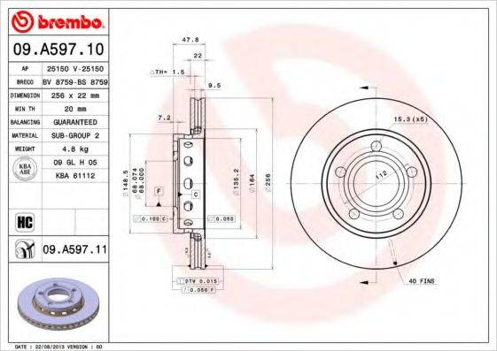 BREMBO 09A59711 гальмівний диск