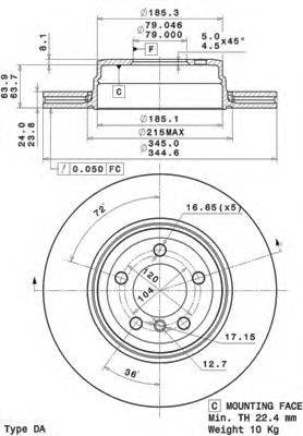 BREMBO 09A71211 гальмівний диск