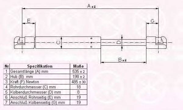 KLOKKERHOLM 25557100 Газова пружина, кришка багажника