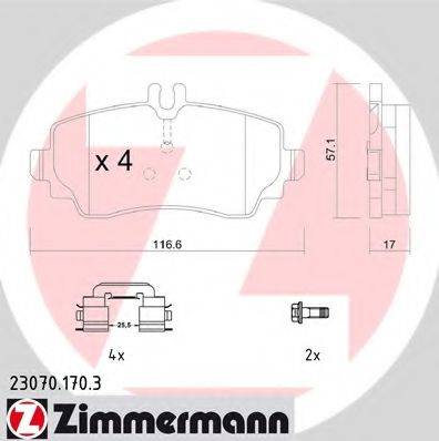 ZIMMERMANN 230701703 Комплект гальмівних колодок, дискове гальмо